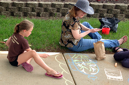 Little Girl Making a Nice Design